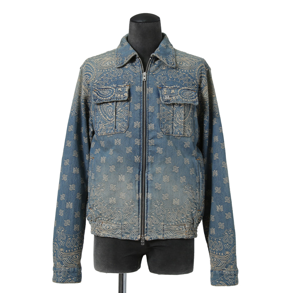 美品 AMIRI アミリ / Bandana Embroidery Denim Blouson / size M (INDIGO) バンダナ 総柄 刺繍 デニムジャケット