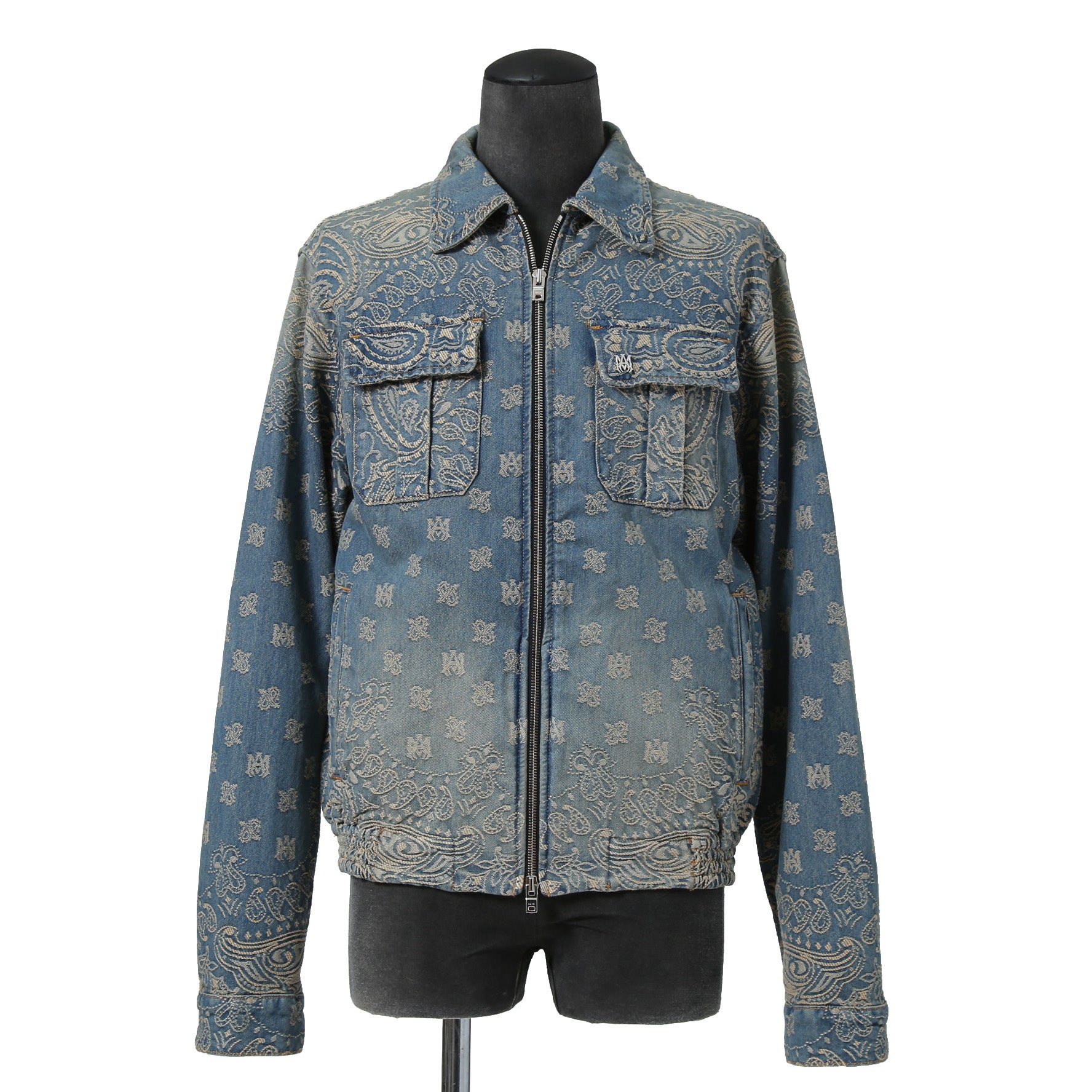美品 AMIRI アミリ / Bandana Embroidery Denim Blouson / size M (INDIGO) バンダナ 総柄 刺繍 デニムジャケット