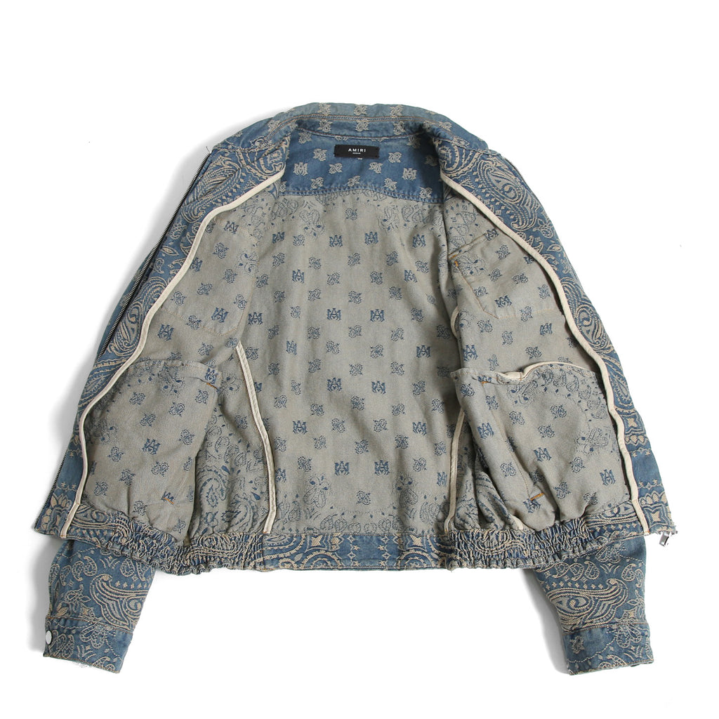 美品 AMIRI アミリ / Bandana Embroidery Denim Blouson / size M (INDIGO) バンダナ 総柄 刺繍 デニムジャケット