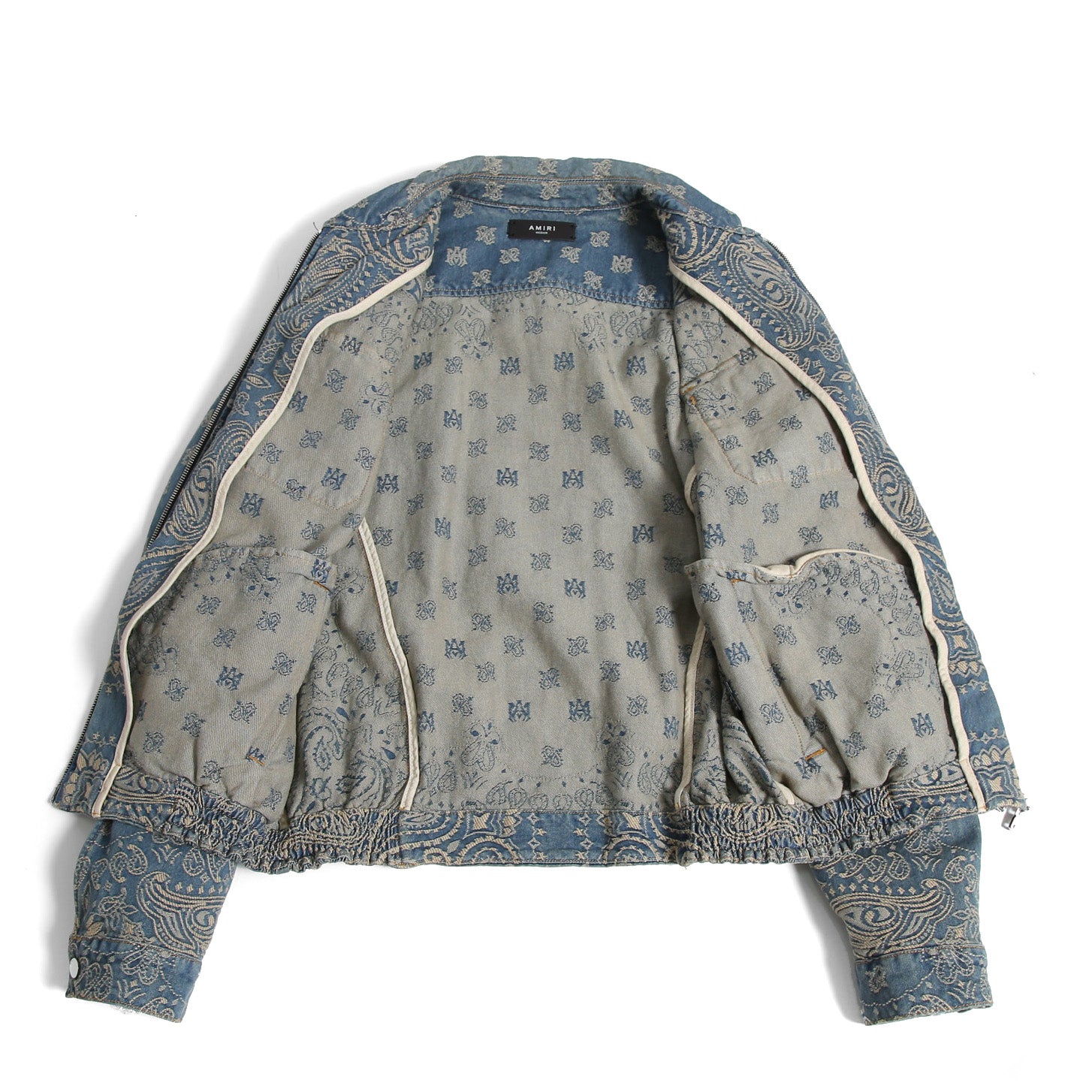 美品 AMIRI アミリ / Bandana Embroidery Denim Blouson / size M (INDIGO) バンダナ 総柄 刺繍 デニムジャケット