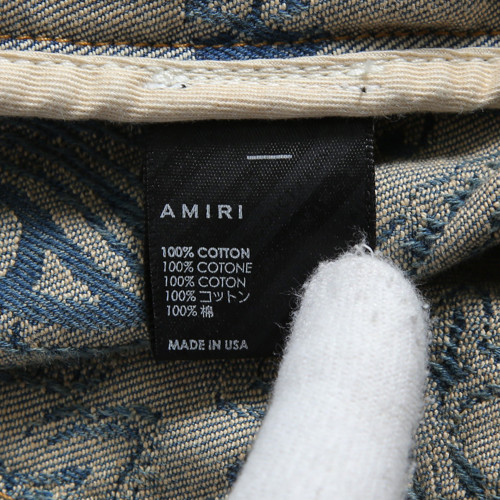 美品 AMIRI アミリ / Bandana Embroidery Denim Blouson / size M (INDIGO) バンダナ 総柄 刺繍 デニムジャケット