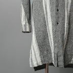 A.F ARTEFACT アーティファクト / COMPOSITE STRIPE LONG SHIRT / ORGANIC LINEN / リネン ストライプ 長袖シャツ / size 2 (GRAY)