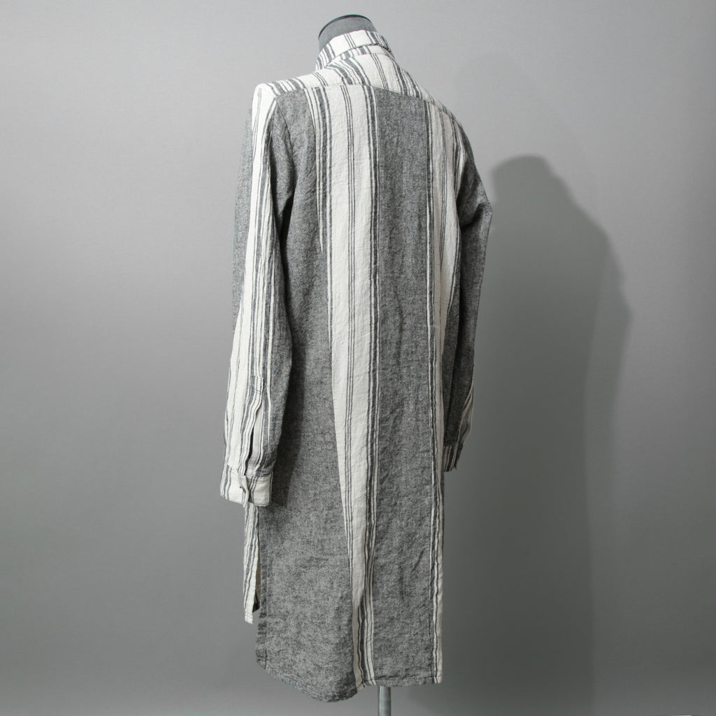 A.F ARTEFACT アーティファクト / COMPOSITE STRIPE LONG SHIRT / ORGANIC LINEN / リネン ストライプ 長袖シャツ / size 2 (GRAY)