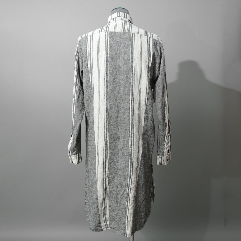 A.F ARTEFACT アーティファクト / COMPOSITE STRIPE LONG SHIRT / ORGANIC LINEN / リネン ストライプ 長袖シャツ / size 2 (GRAY)