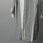 A.F ARTEFACT アーティファクト / COMPOSITE STRIPE LONG SHIRT / ORGANIC LINEN / リネン ストライプ 長袖シャツ / size 2 (GRAY)