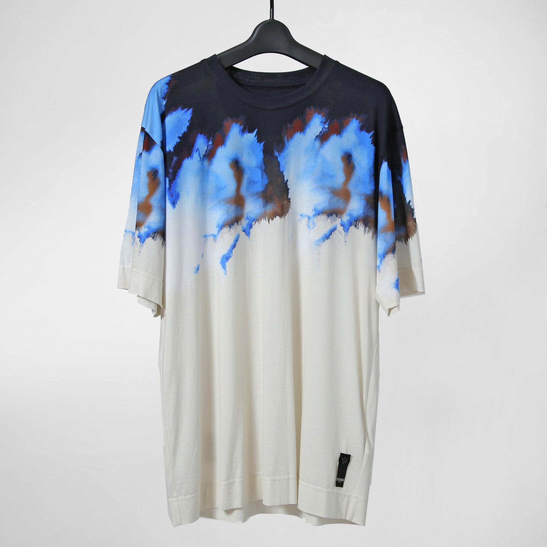 美品 FENDI フェンディ/ 2023年春夏 マルチカラー グラデーション 半袖 Tシャツ / カットソー / FY0936-AN1Z / size M (WHITE x BLUE)