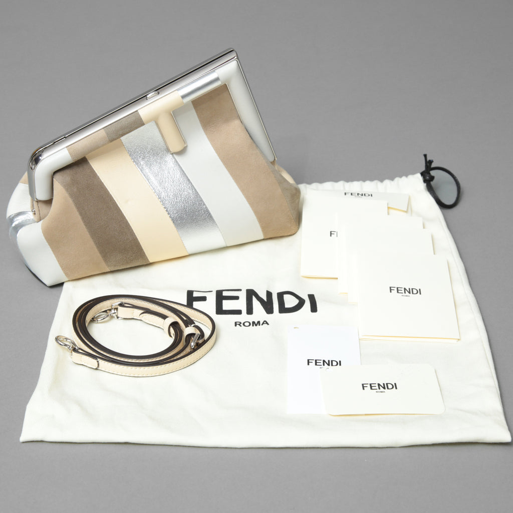 FENDI フェンディ / 22SS 美品 First Smallファースト スモール レザー ショルダーバッグ / スエード ベージュ / 8BP129 AJSB