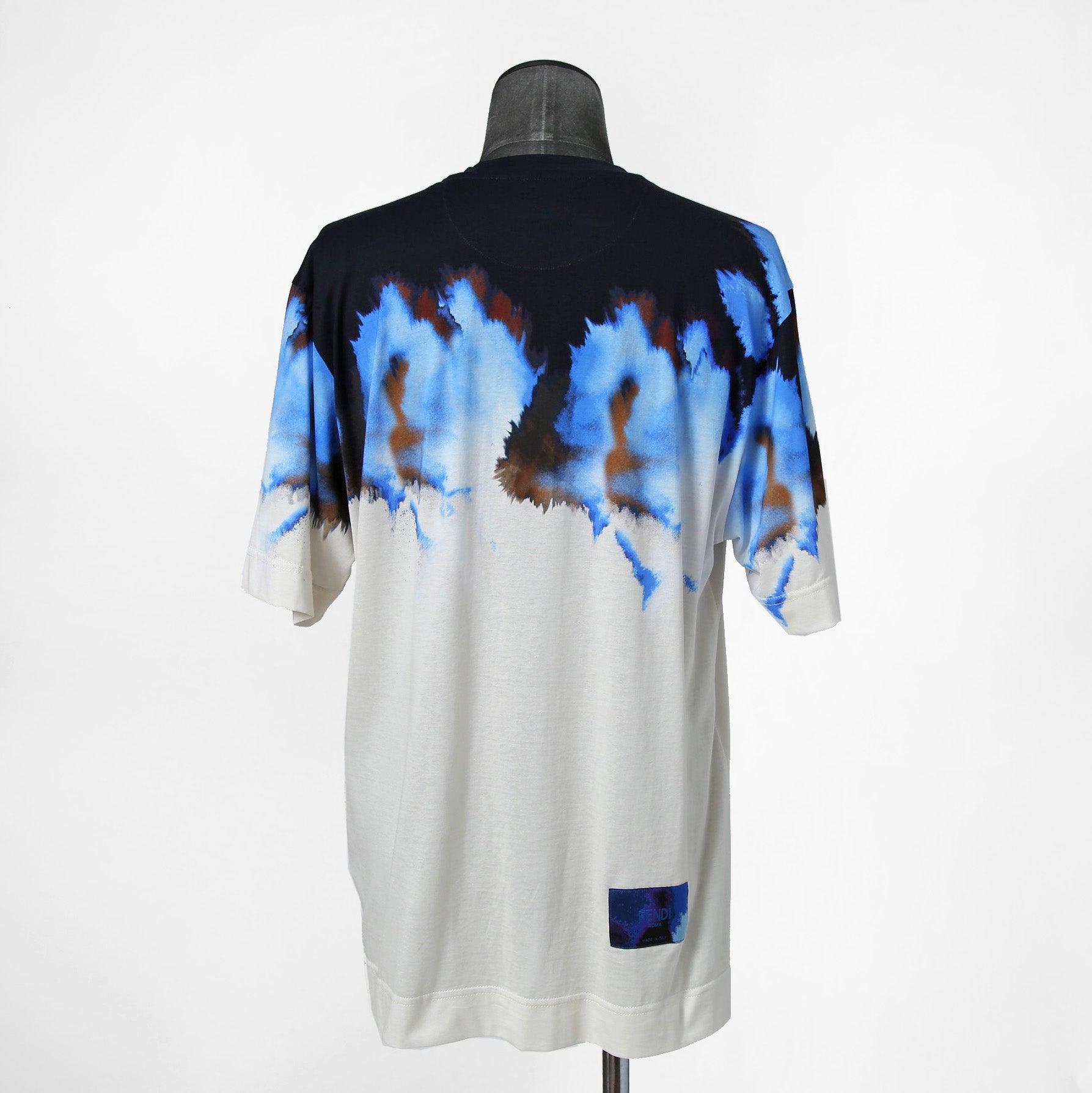 美品 FENDI フェンディ/ 2023年春夏 マルチカラー グラデーション 半袖 Tシャツ / カットソー / FY0936-AN1Z / size M (WHITE x BLUE)