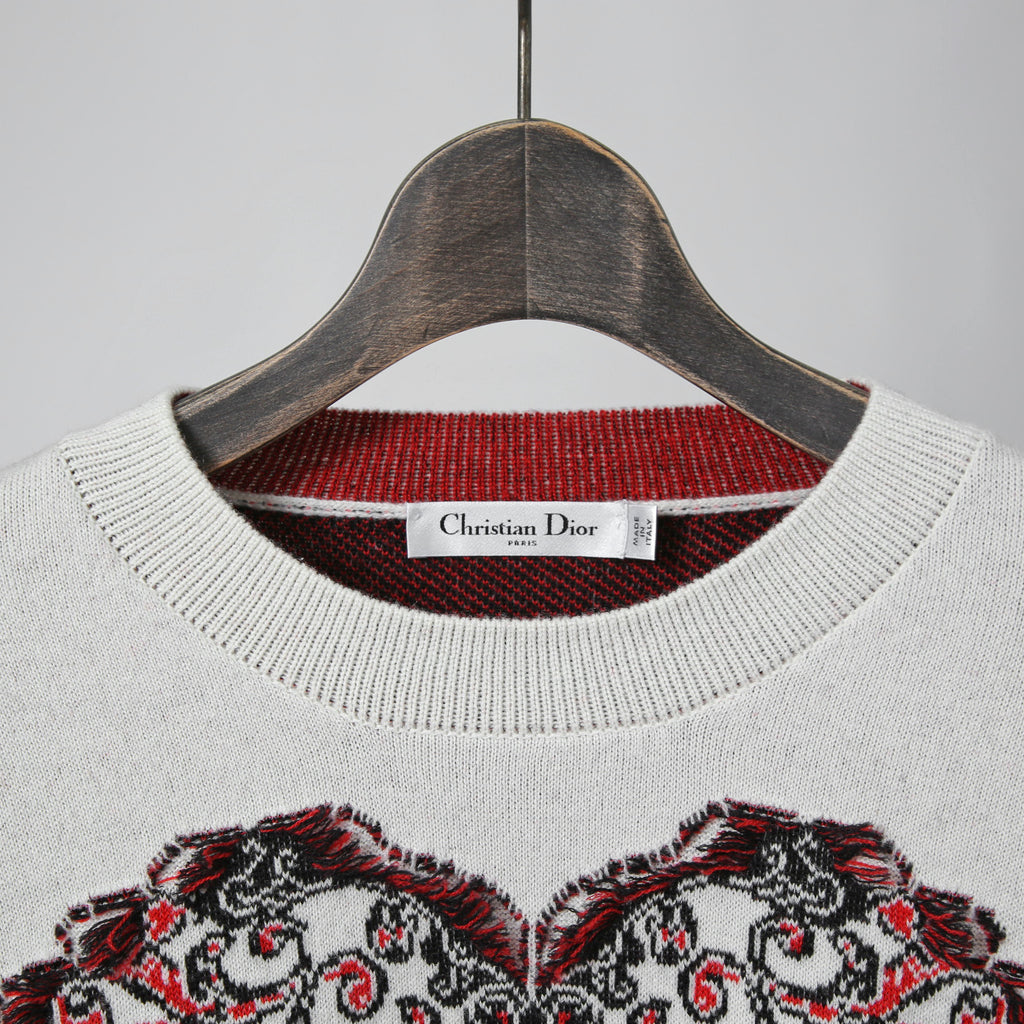Christian Dior ディオール / 2023年クルーズ コレクション ハート バンダナ 長袖ニット / 314S55AM012 / size F38 (M) セーター
