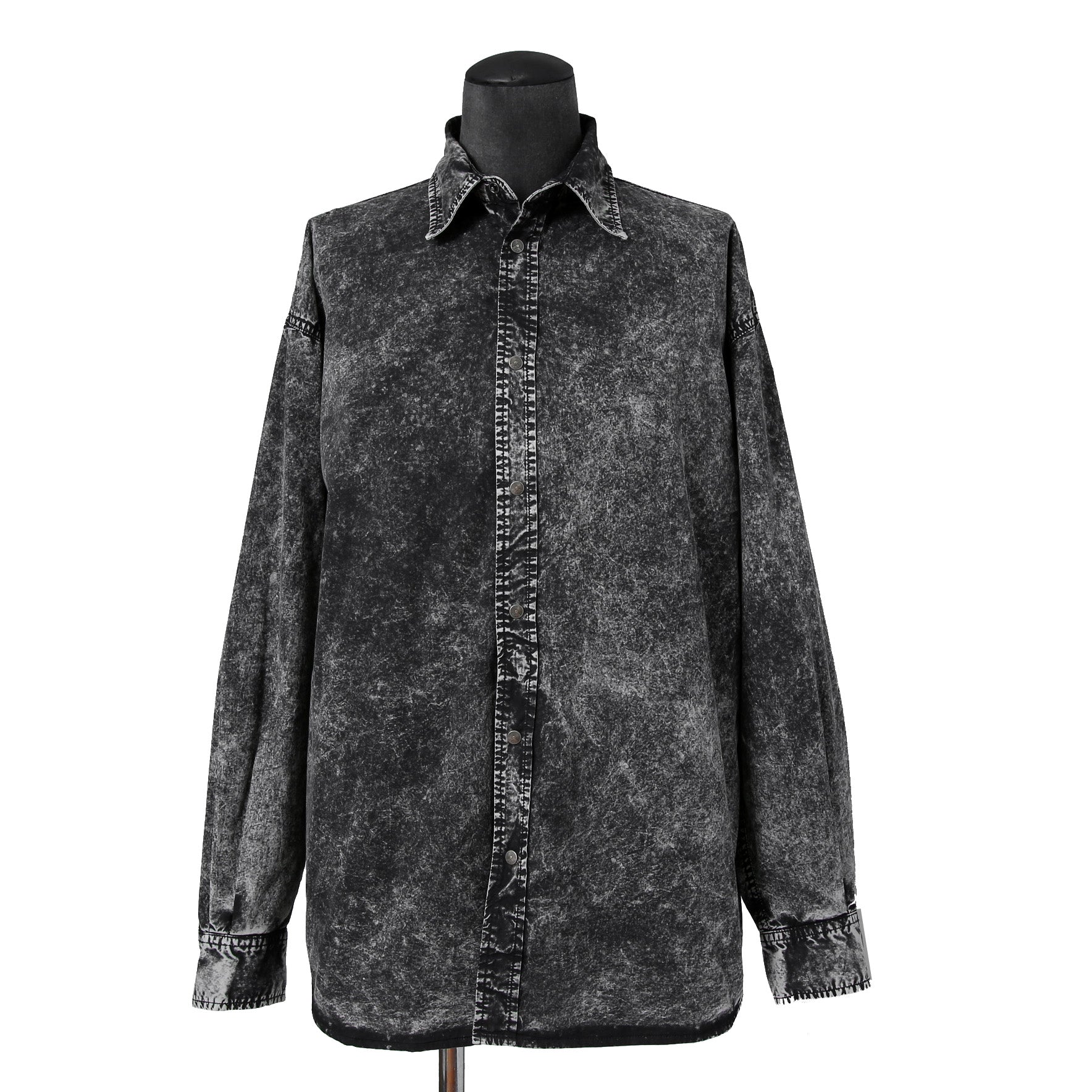 美品 DIESEL ディーゼル / S-Veken shirt デニムプリント 長袖シャツ ジャケット / size 46 (BLACK)