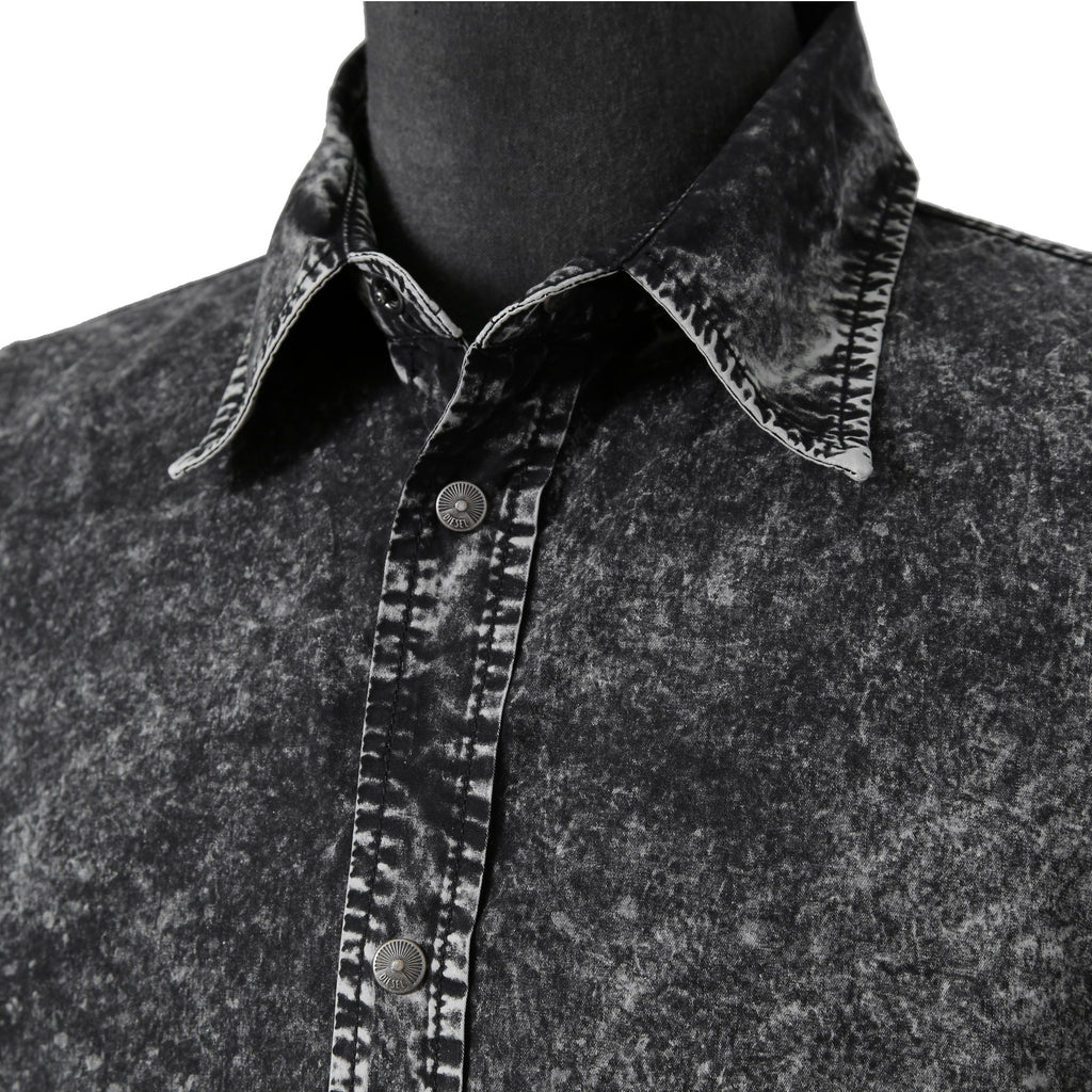 美品 DIESEL ディーゼル / S-Veken shirt デニムプリント 長袖シャツ ジャケット / size 46 (BLACK)