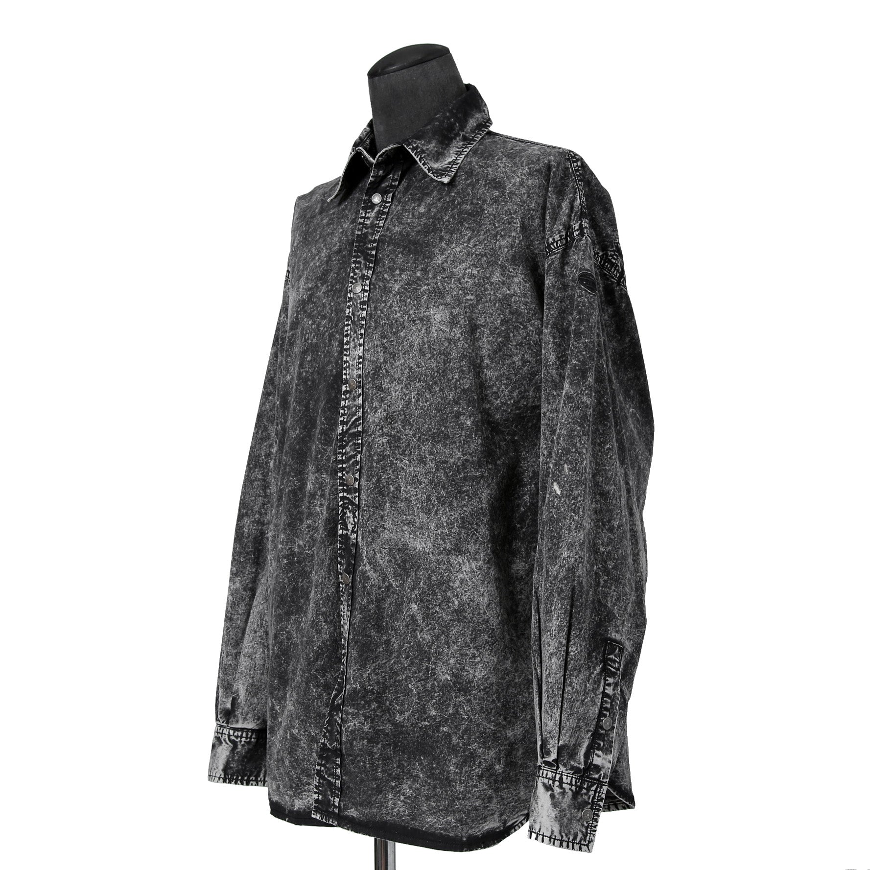 美品 DIESEL ディーゼル / S-Veken shirt デニムプリント 長袖シャツ ジャケット / size 46 (BLACK)