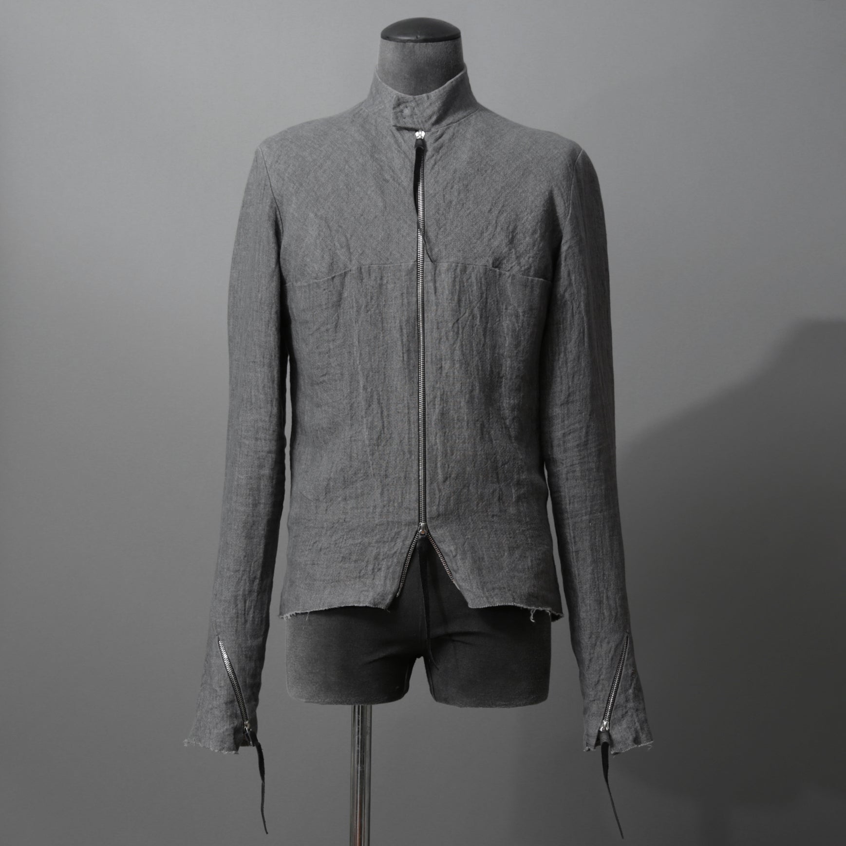 m.a+ エムエークロス /  17SS / ヘビーリネン バイカージャケット / J213DZ - LP / size 48  (COAL)