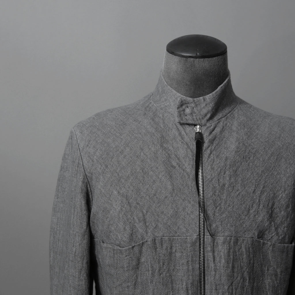 m.a+ エムエークロス /  17SS / ヘビーリネン バイカージャケット / J213DZ - LP / size 48  (COAL)