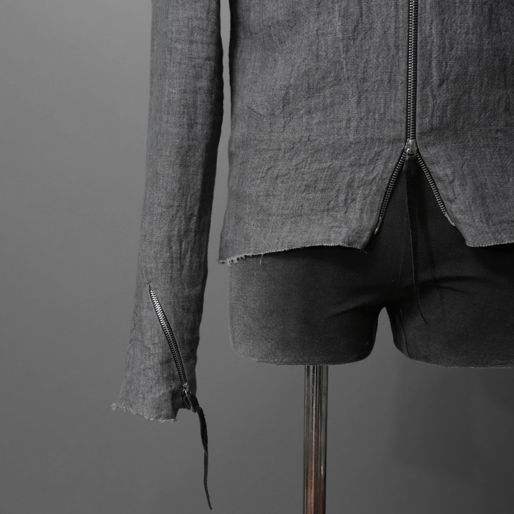 m.a+ エムエークロス /  17SS / ヘビーリネン バイカージャケット / J213DZ - LP / size 48  (COAL)