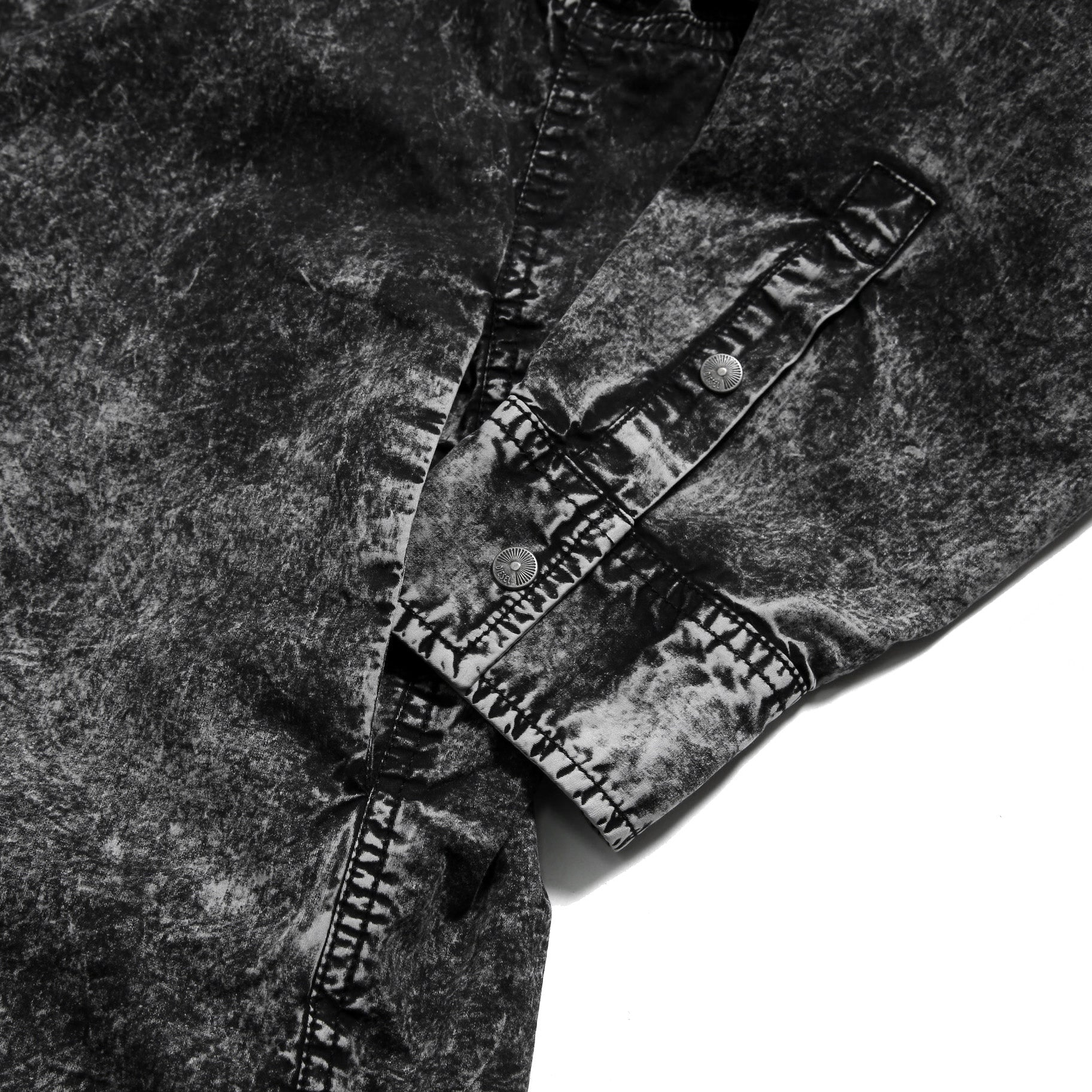 美品 DIESEL ディーゼル / S-Veken shirt デニムプリント 長袖シャツ ジャケット / size 46 (BLACK)