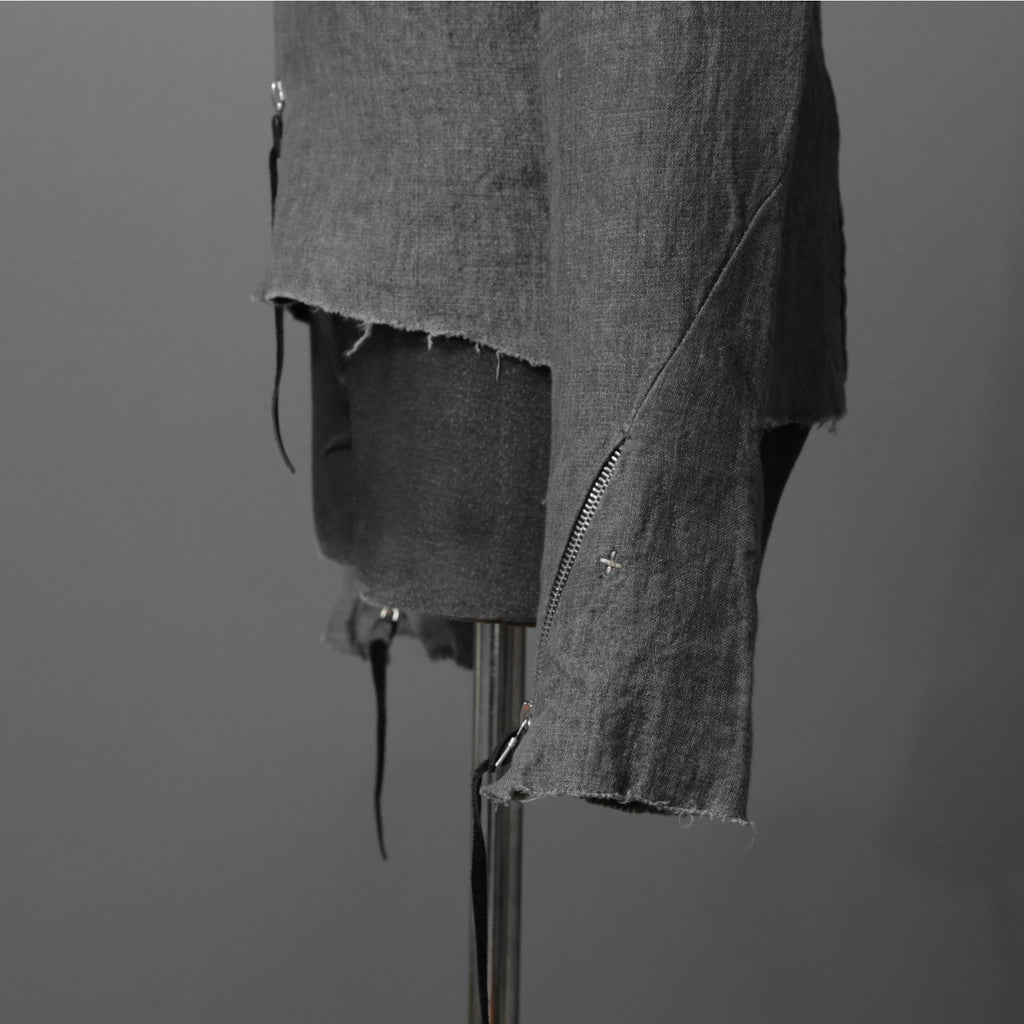 m.a+ エムエークロス /  17SS / ヘビーリネン バイカージャケット / J213DZ - LP / size 48  (COAL)