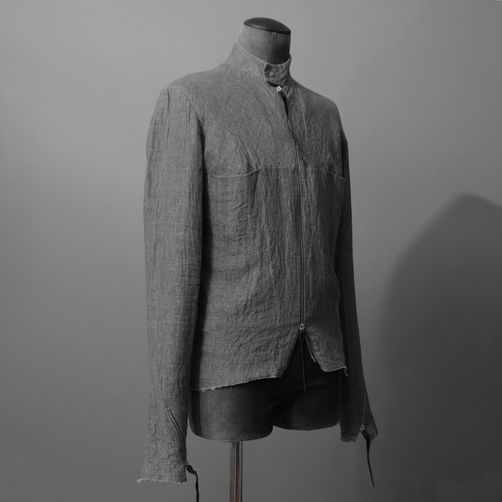 m.a+ エムエークロス /  17SS / ヘビーリネン バイカージャケット / J213DZ - LP / size 48  (COAL)