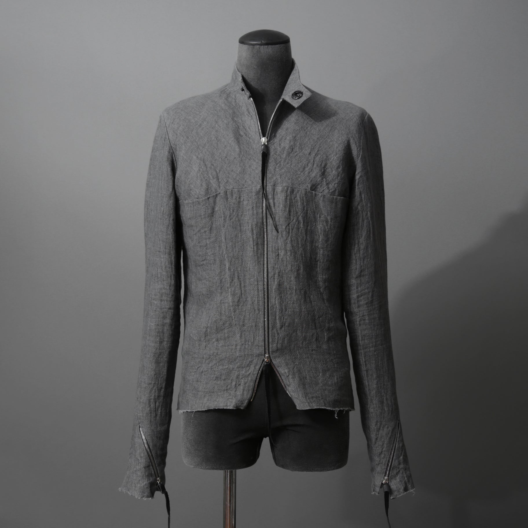 m.a+ エムエークロス /  17SS / ヘビーリネン バイカージャケット / J213DZ - LP / size 48  (COAL)