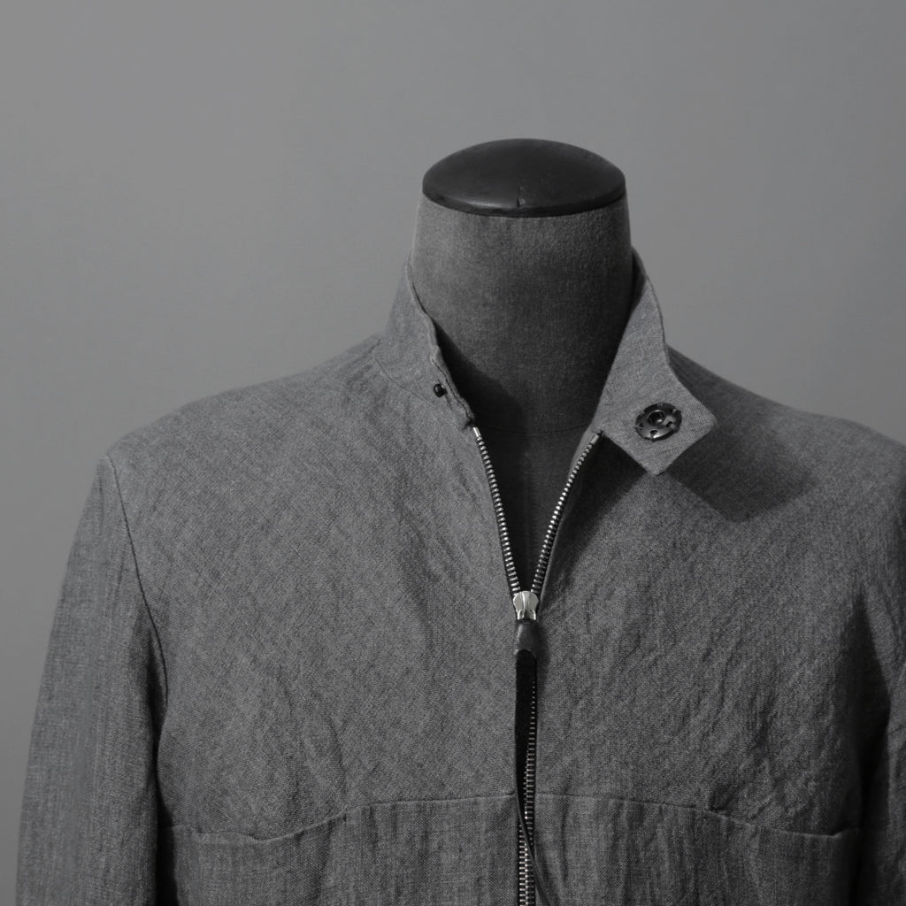 m.a+ エムエークロス /  17SS / ヘビーリネン バイカージャケット / J213DZ - LP / size 48  (COAL)