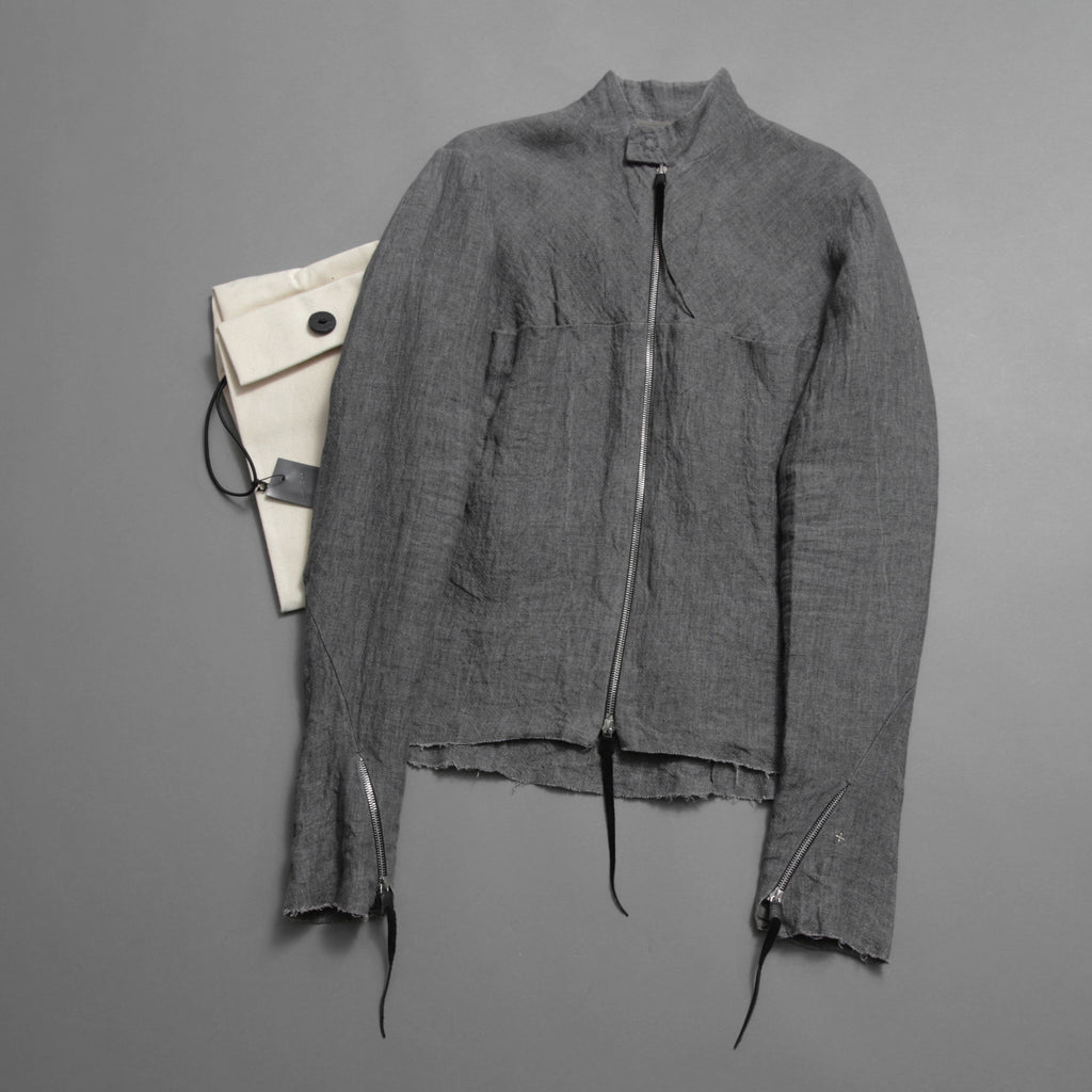 m.a+ エムエークロス /  17SS / ヘビーリネン バイカージャケット / J213DZ - LP / size 48  (COAL)