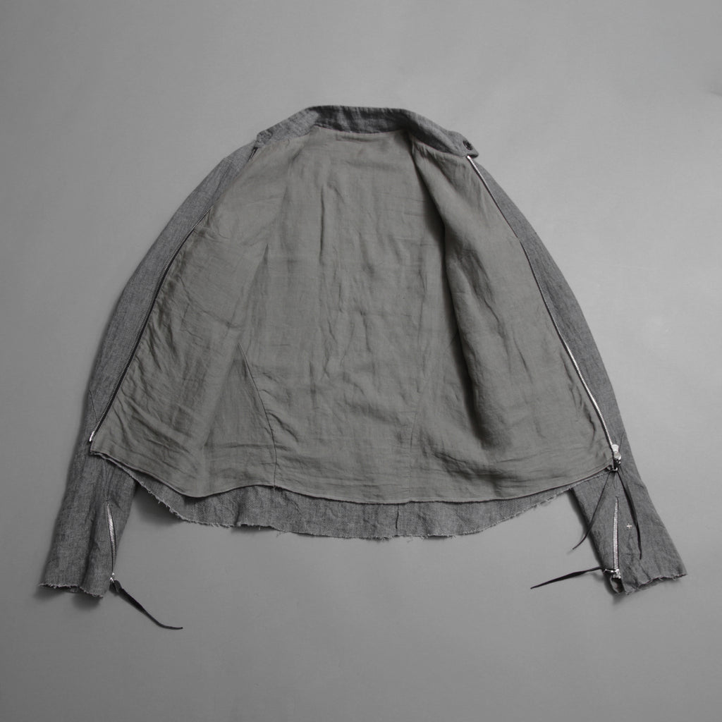 m.a+ エムエークロス /  17SS / ヘビーリネン バイカージャケット / J213DZ - LP / size 48  (COAL)