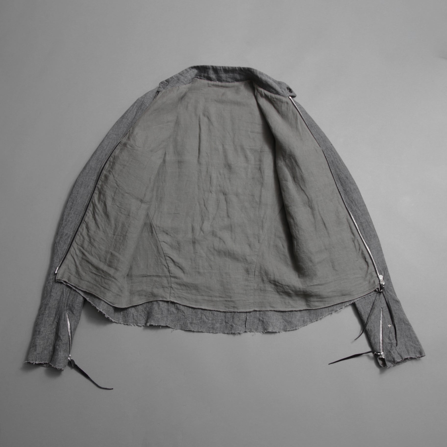 m.a+ エムエークロス /  17SS / ヘビーリネン バイカージャケット / J213DZ - LP / size 48  (COAL)