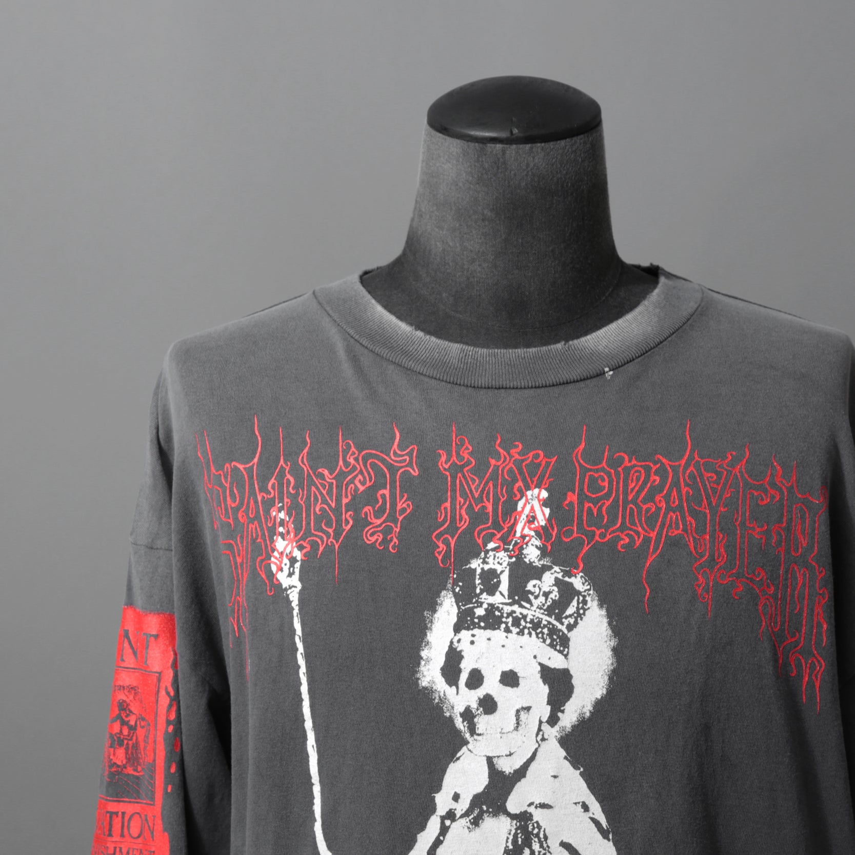 SAINT Mxxxxxx セントマイケル / 25AW / LS TEE_SAINT IS A KISS / セイントイズアキス / ヴィンテージ加工 長袖Tシャツ / SM-HR1-0000-028 / size L (BLACK)