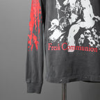 SAINT Mxxxxxx セントマイケル / 25AW / LS TEE_SAINT IS A KISS / セイントイズアキス / ヴィンテージ加工 長袖Tシャツ / SM-HR1-0000-028 / size L (BLACK)