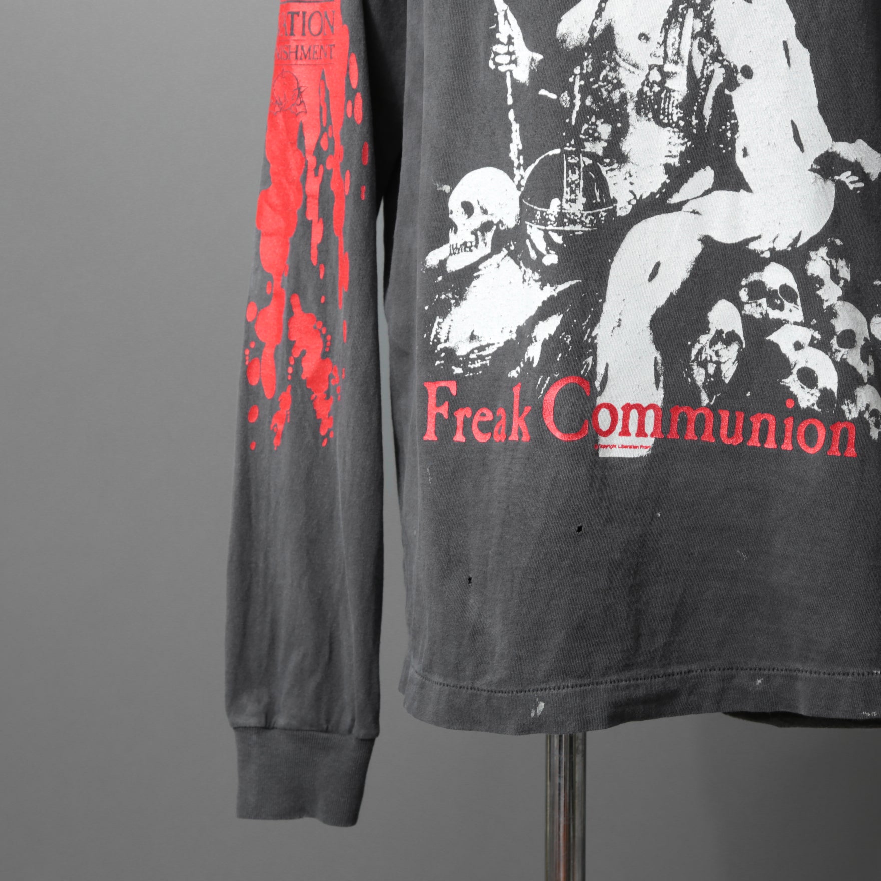 SAINT Mxxxxxx セントマイケル / 25AW / LS TEE_SAINT IS A KISS / セイントイズアキス / ヴィンテージ加工 長袖Tシャツ / SM-HR1-0000-028 / size L (BLACK)