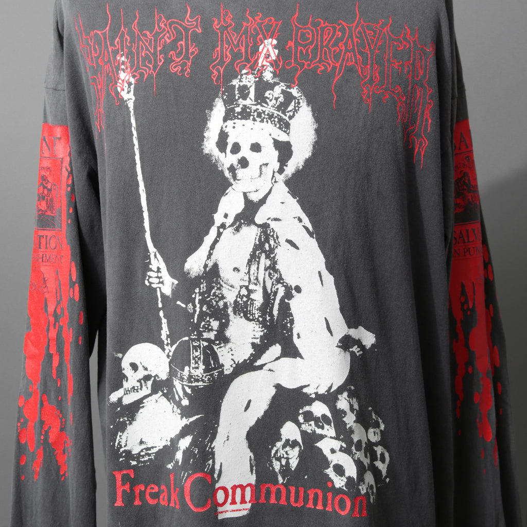 SAINT Mxxxxxx セントマイケル / 25AW / LS TEE_SAINT IS A KISS / セイントイズアキス / ヴィンテージ加工 長袖Tシャツ / SM-HR1-0000-028 / size L (BLACK)