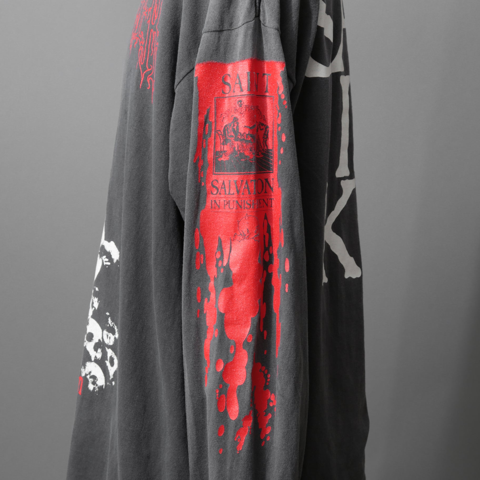 SAINT Mxxxxxx セントマイケル / 25AW / LS TEE_SAINT IS A KISS / セイントイズアキス / ヴィンテージ加工 長袖Tシャツ / SM-HR1-0000-028 / size L (BLACK)