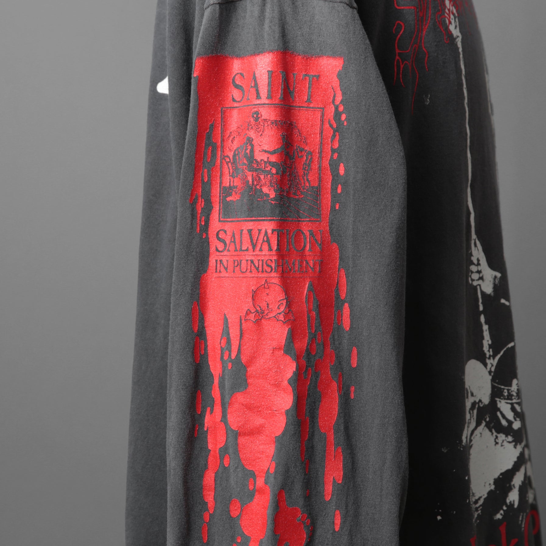 SAINT Mxxxxxx セントマイケル / 25AW / LS TEE_SAINT IS A KISS / セイントイズアキス / ヴィンテージ加工 長袖Tシャツ / SM-HR1-0000-028 / size L (BLACK)