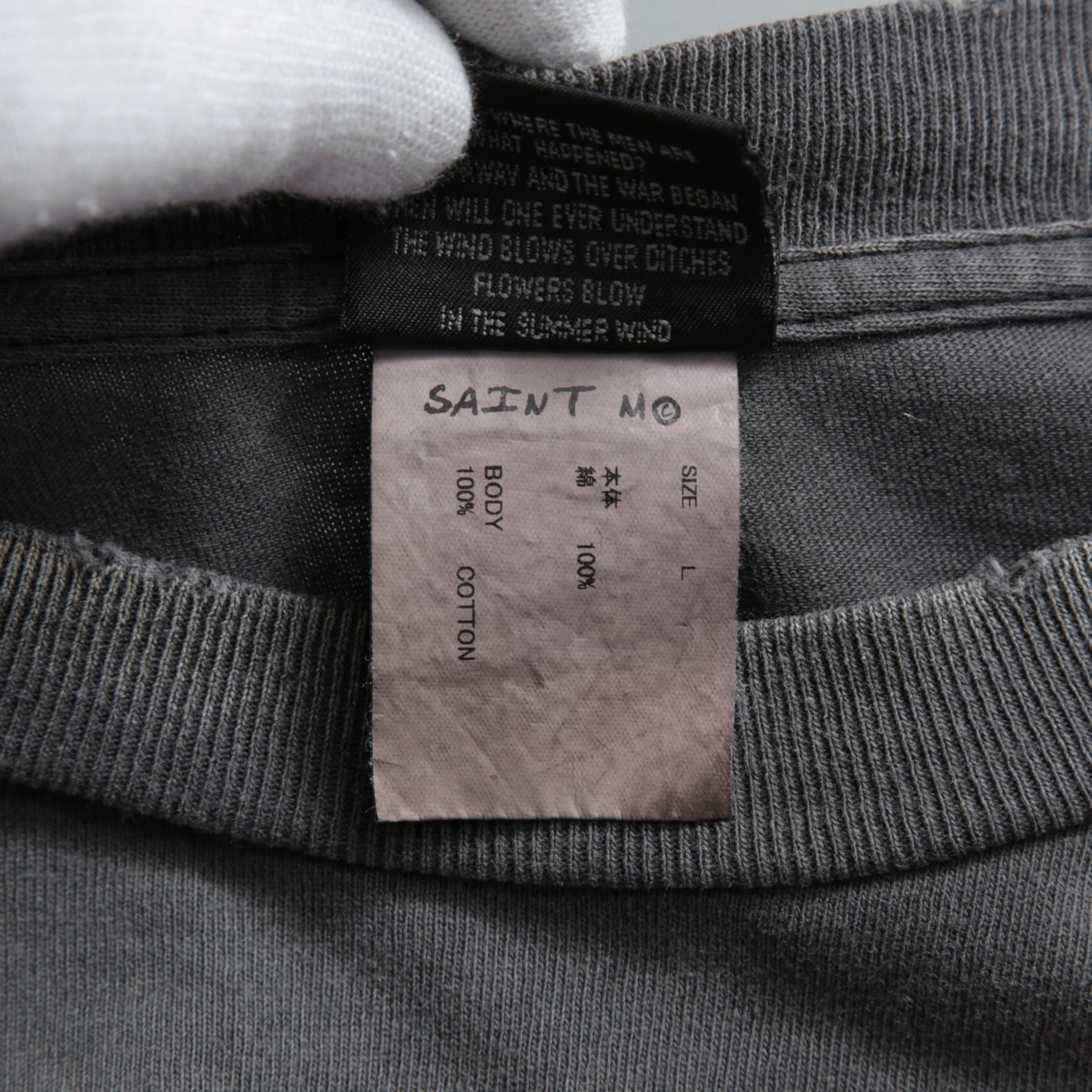 SAINT Mxxxxxx セントマイケル / 25AW / LS TEE_SAINT IS A KISS / セイントイズアキス / ヴィンテージ加工 長袖Tシャツ / SM-HR1-0000-028 / size L (BLACK)