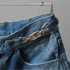 CELINE セリーヌ / 23年モデル 美品 / トリオンフ チェーン装飾 ユニオンウォッシュ デニム キュロット / ハーフ パンツ / 2N426-930F-07UW / size 27 (INDIGO)