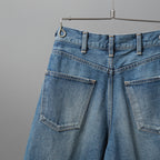 CELINE セリーヌ / 23年モデル 美品 / トリオンフ チェーン装飾 ユニオンウォッシュ デニム キュロット / ハーフ パンツ / 2N426-930F-07UW / size 27 (INDIGO)