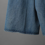 CELINE セリーヌ / 23年モデル 美品 / トリオンフ チェーン装飾 ユニオンウォッシュ デニム キュロット / ハーフ パンツ / 2N426-930F-07UW / size 27 (INDIGO)