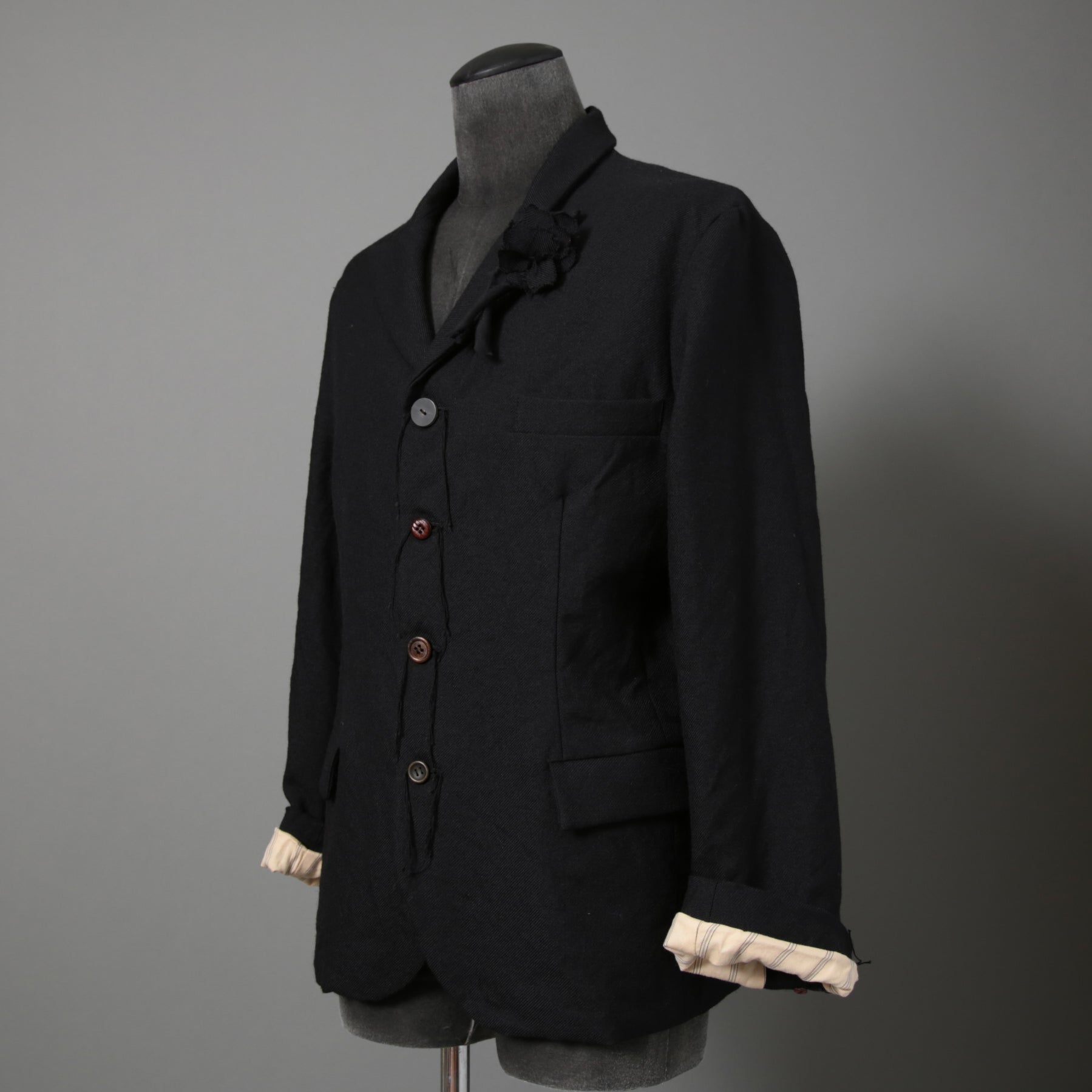 ARCHIVIO J.M.RIBOT / 21AW 美品 BLAZER Vintage Wool / G19/FT / コサージュ付 ジャケット/ size 46 (BLACK)