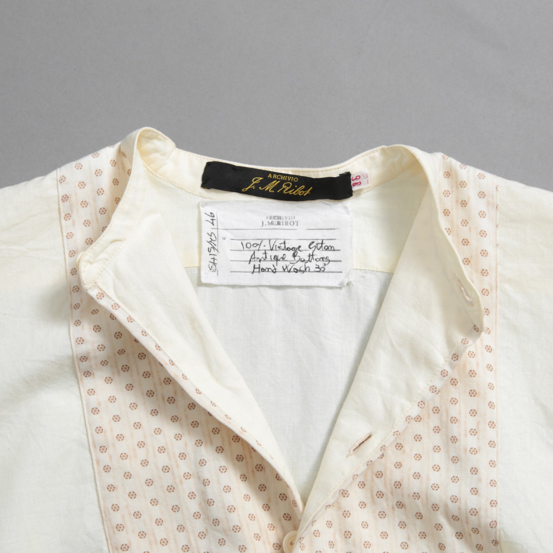 ARCHIVIO J.M.RIBOT / 20SS ヴィンテージコットン / プルオーバー 長袖シャツ / size 46 (NATURAL)