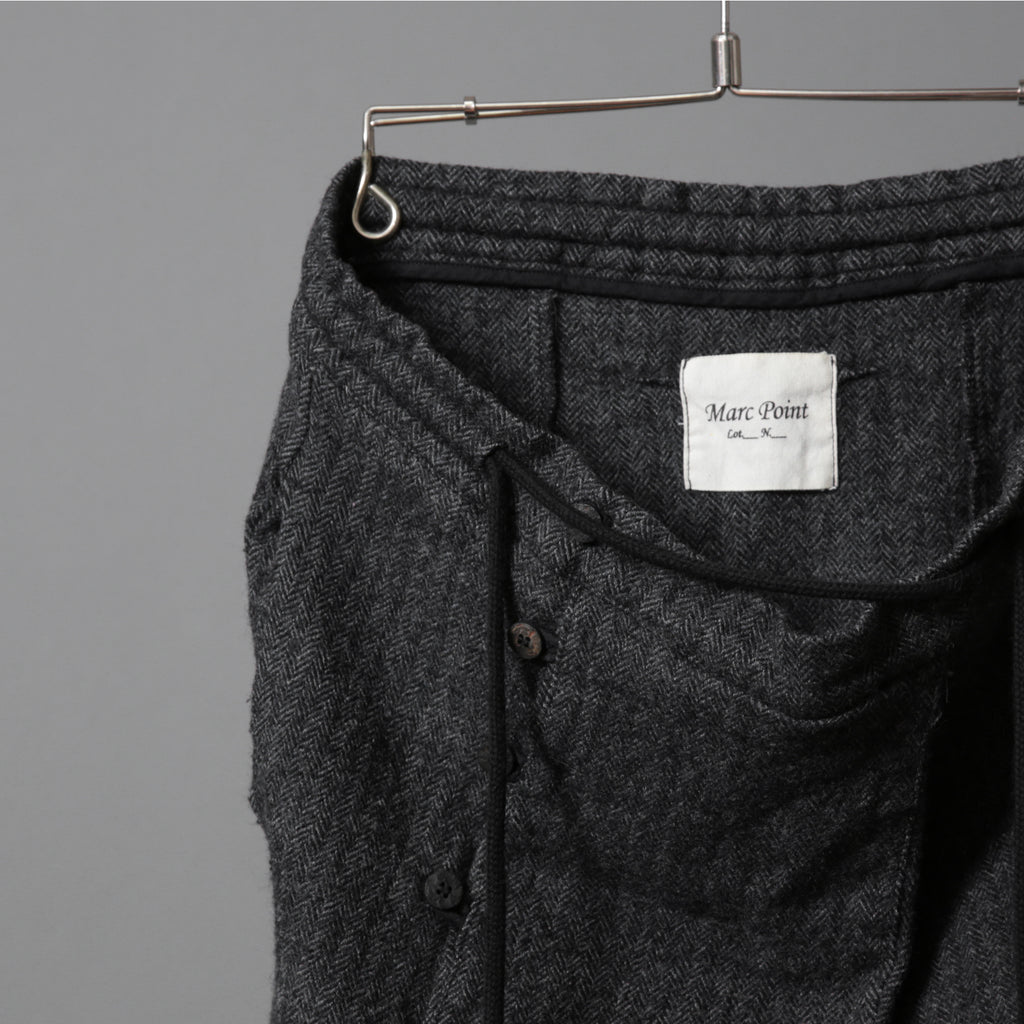Marc Point マークポイント / ウールヘリンボーン サルエル パンツ / size 46 (GRAY)