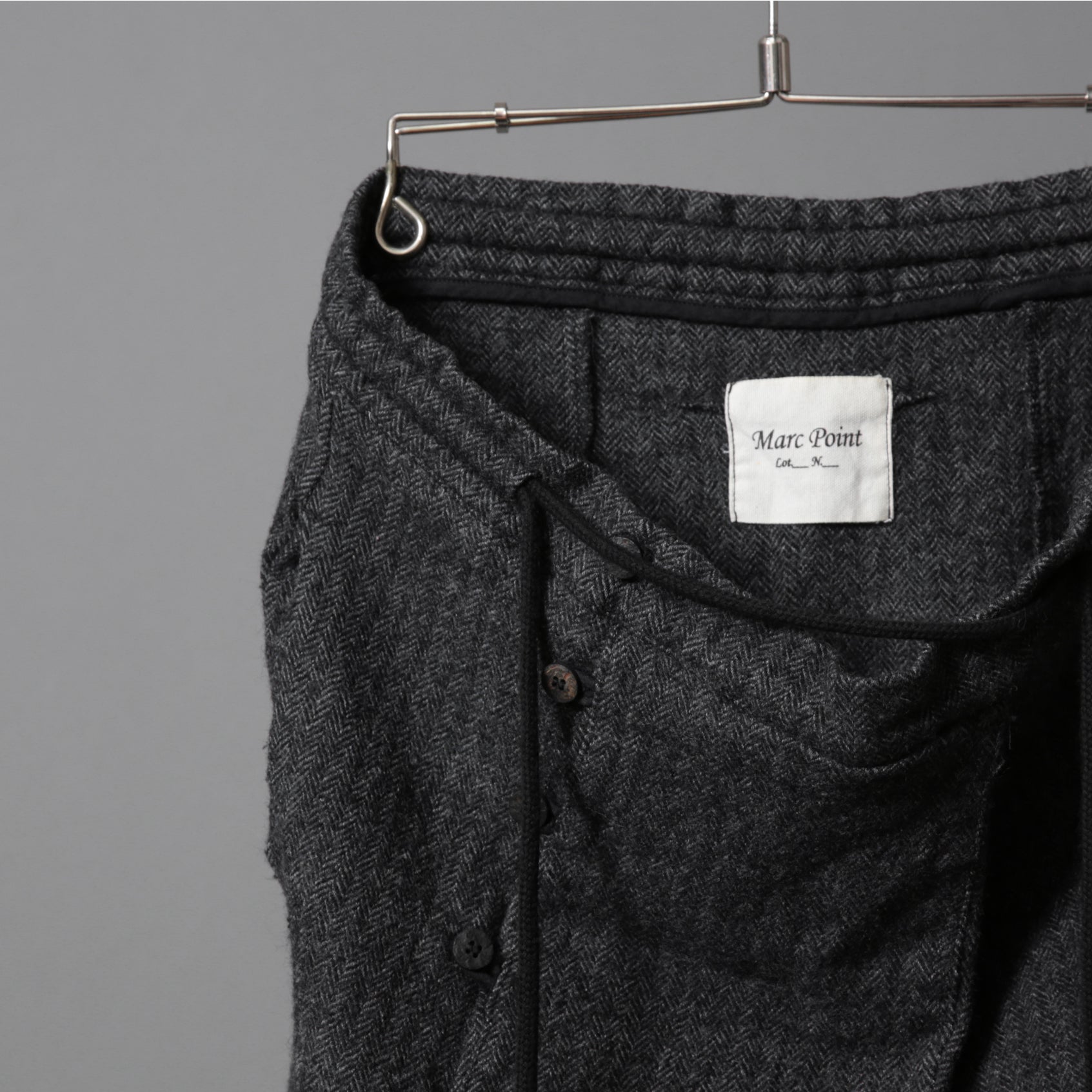 Marc Point マークポイント / ウールヘリンボーン サルエル パンツ / size 46 (GRAY)
