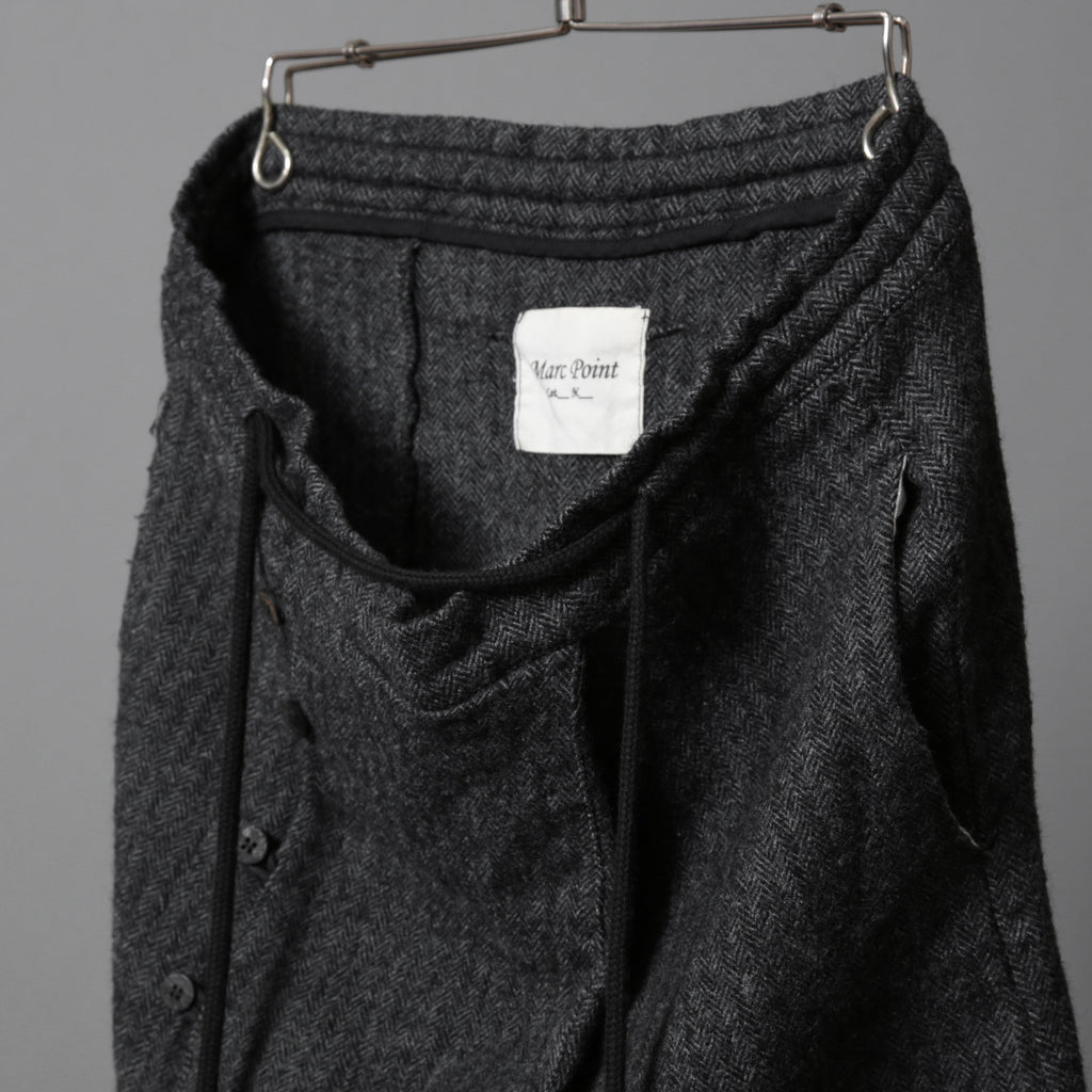 Marc Point マークポイント / ウールヘリンボーン サルエル パンツ / size 46 (GRAY)