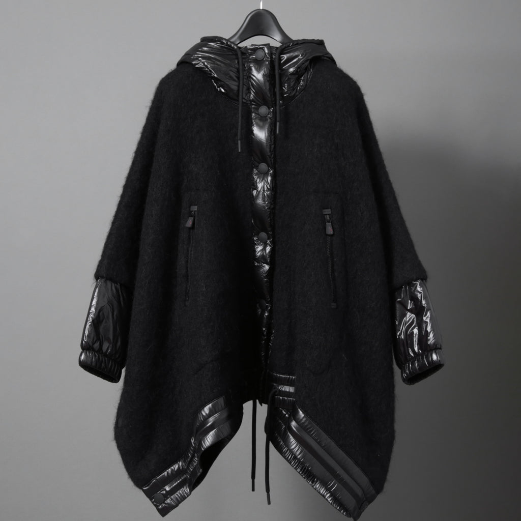 MONCLER モンクレール /  2022-2023AW / GRENOBLE MANTELLA グルノーブル マンテラ / ウール モヘア アルパカ ニット ポンチョ / ダウン入り   / size FREE (BLACK)