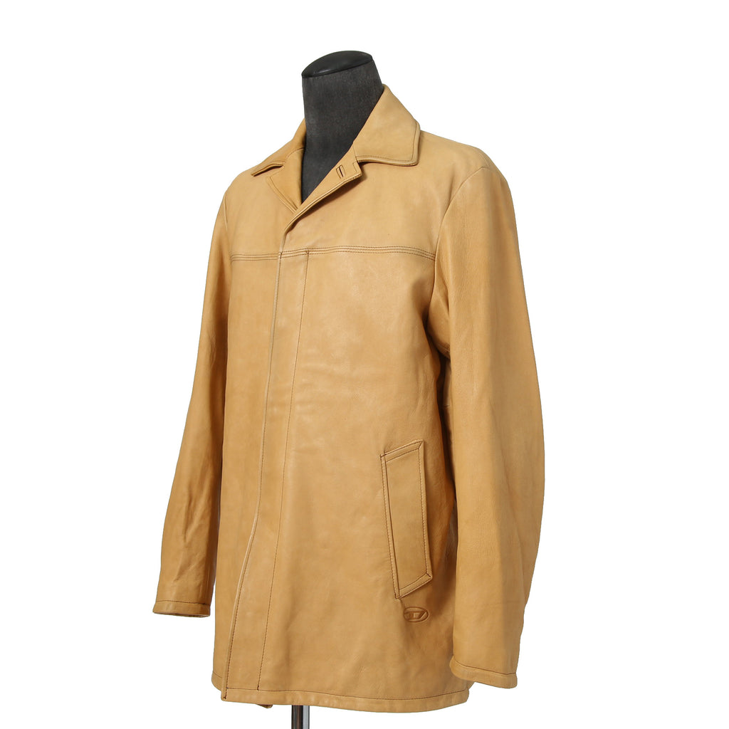 美品 DIESEL ディーゼル / L-NICO レザージャケット/ 現行デザイナー モデル / size 46 キャメル