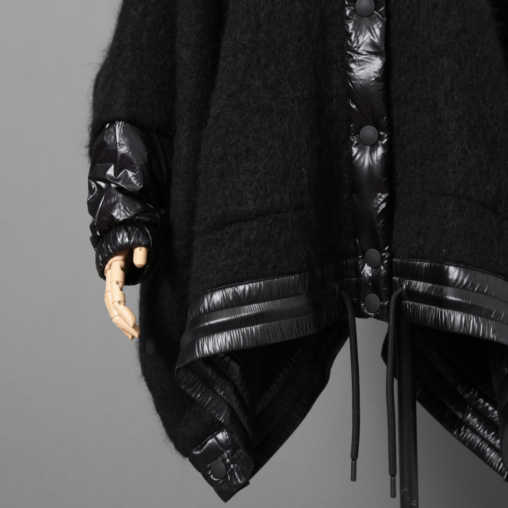 MONCLER モンクレール /  2022-2023AW / GRENOBLE MANTELLA グルノーブル マンテラ / ウール モヘア アルパカ ニット ポンチョ / ダウン入り   / size FREE (BLACK)