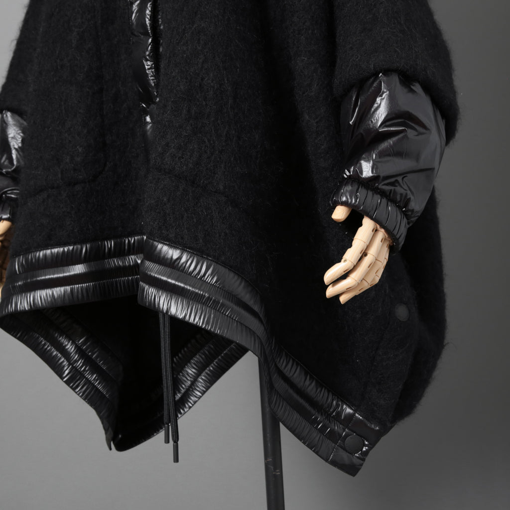 MONCLER モンクレール /  2022-2023AW / GRENOBLE MANTELLA グルノーブル マンテラ / ウール モヘア アルパカ ニット ポンチョ / ダウン入り   / size FREE (BLACK)