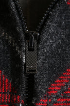 美品 サンローラン Saint Laurent / 20AW 襟ムートン / ウール タータンチェック / ショート キルティング ジャケット / size 50 (RED)