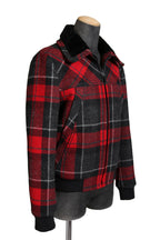 美品 サンローラン Saint Laurent / 20AW 襟ムートン / ウール タータンチェック / ショート キルティング ジャケット / size 50 (RED)