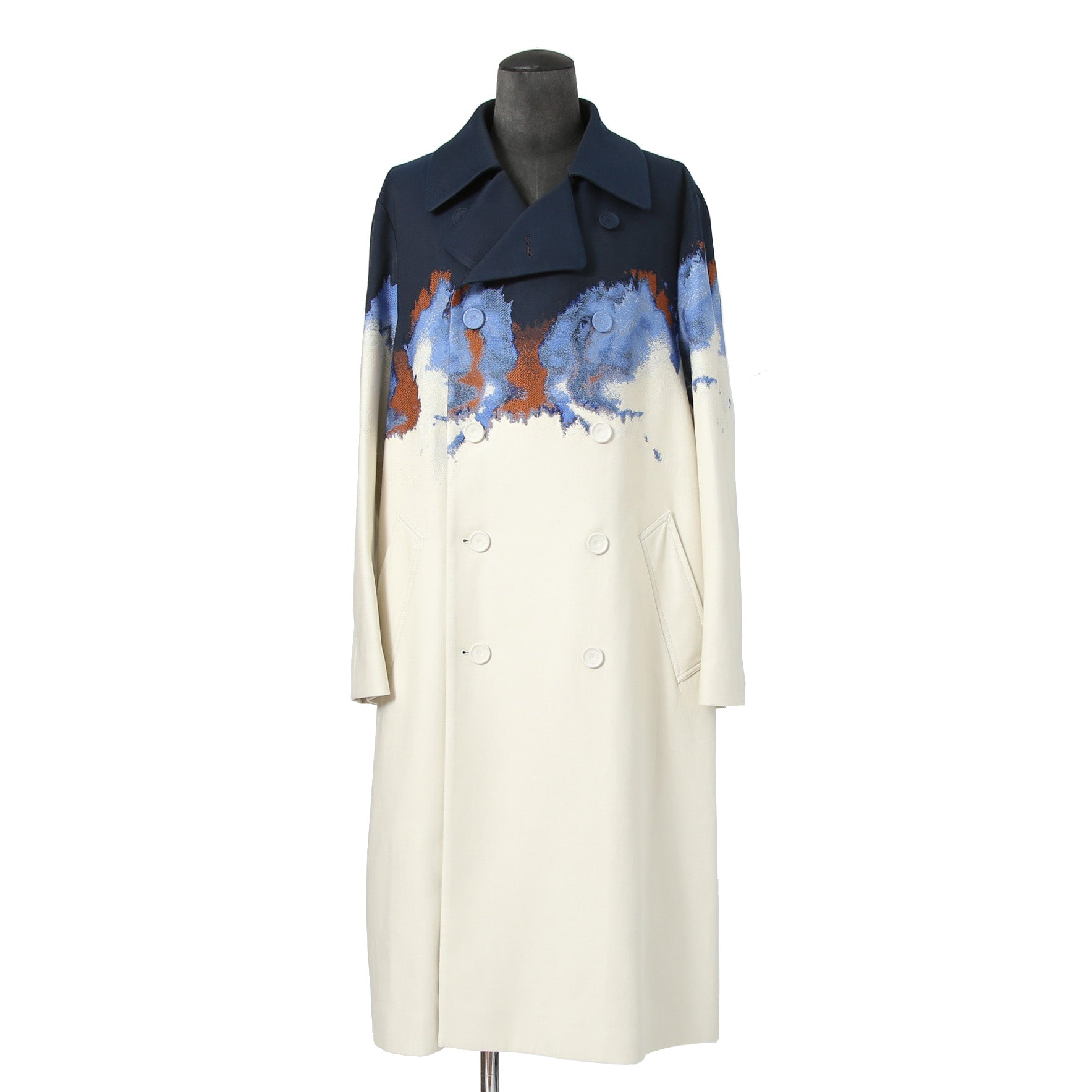 希少 極美品 FENDI フェンディ / 定価70万 23SS クラウド モチーフ ジャガード ダブル ロングコート / FF0690 AMZ9 / size 46 コート