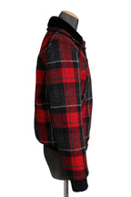美品 サンローラン Saint Laurent / 20AW 襟ムートン / ウール タータンチェック / ショート キルティング ジャケット / size 50 (RED)